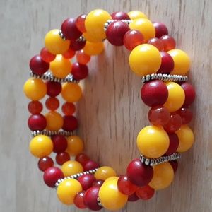 Triple Strand Vibrant Beaded Elastic Bracelet AA108